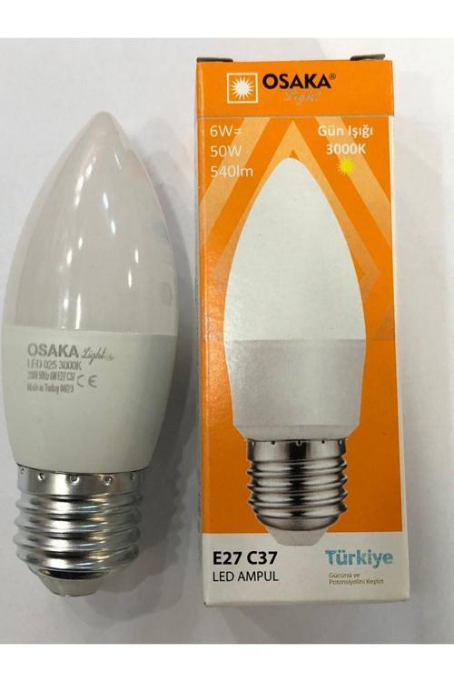 3 Adet Osaka 6W=50W 540 Lümen E27 Led Buji 3000 Kelvin Gün Işığı  Gün Işığı E27 Led Ampul 6 Watt Yok 3
