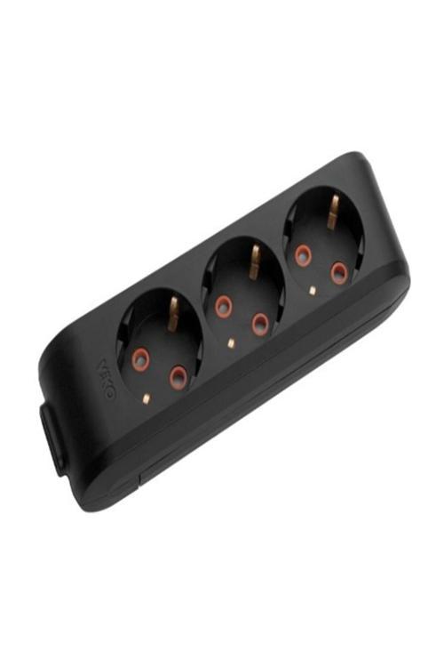 Viko Siyah Üçlü Topraklı Klemensli (Kablosuz)