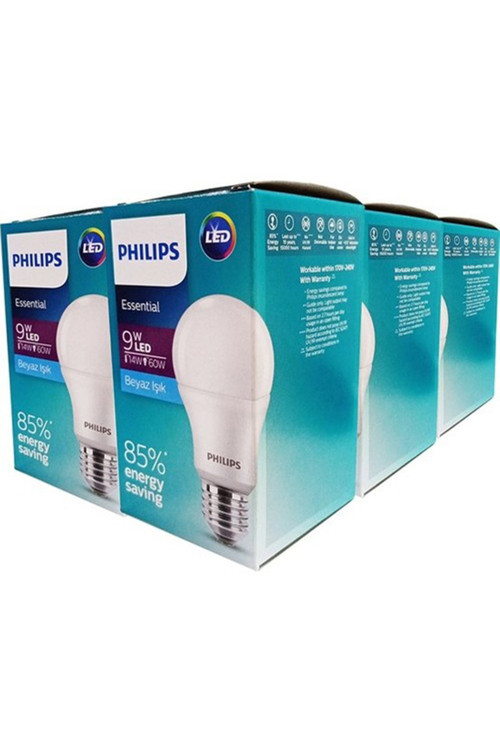 Essential Led Ampul 9W-60W Beyaz Işık E27 Normal Duy 6'Lı Paket