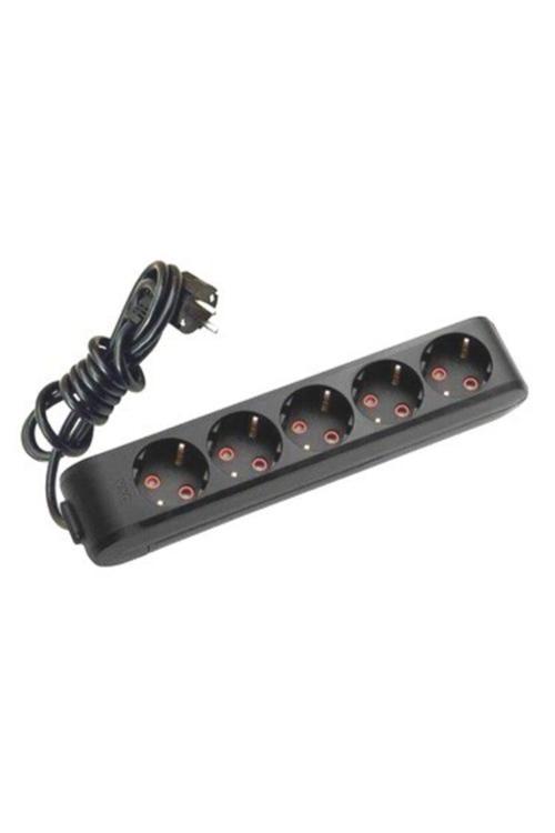 Multi-Let Siyah 5'Li Topraklı Çocuk Korumalı Grup Priz -5 Metre