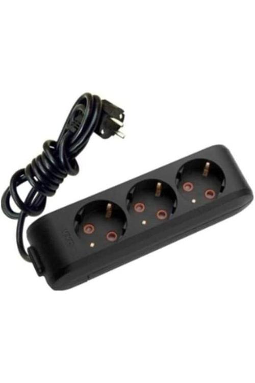 Viko Multi-Let 3'Lü 5 Mt Kablolu Topraklı Grup Priz - Siyah