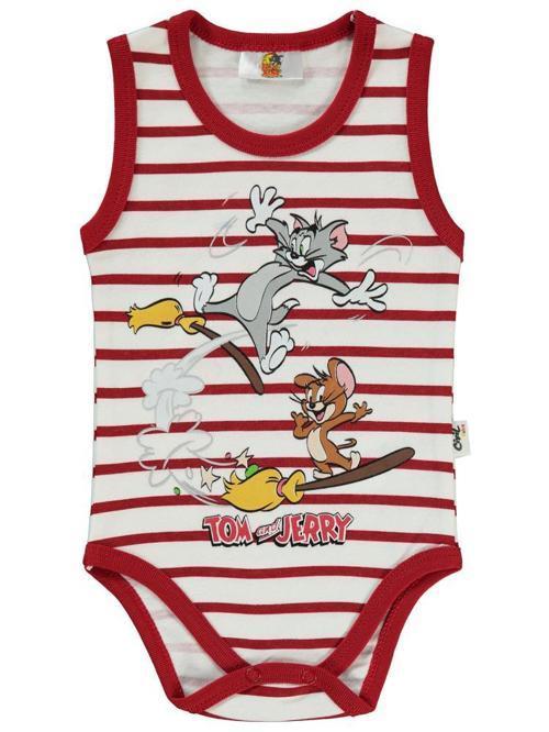 Civil Baby Tom ve Jerry Çizgi Empirme 1-18 Ay Çıtçıtlı Badi - Kırmızı6-9 Ay