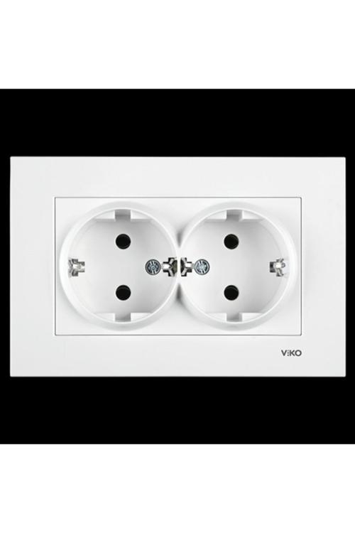 Marka Karre Model Topraklı Ikili Priz Çerçeve Dahil Krem