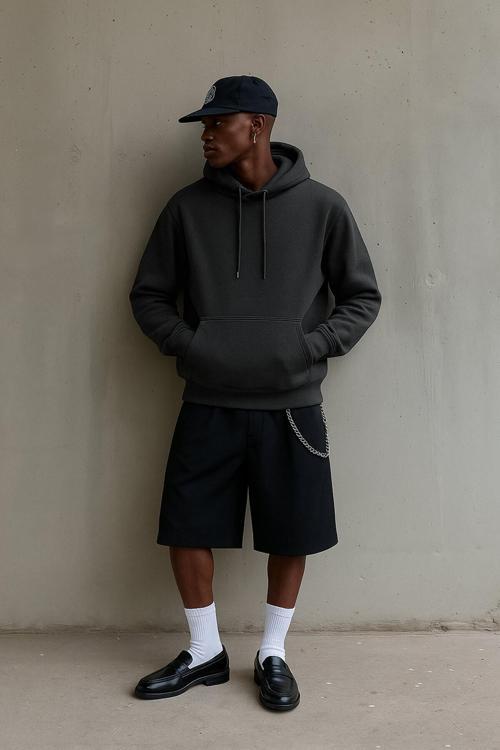 Erkek Kapüşonlu Cepli İçi Polarlı Sweatshirt