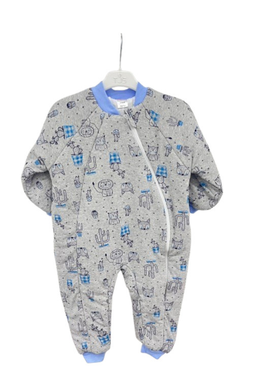Elyaflı Ve Fermuarlı Kaktüs Desenli Kışlık Çocuk Uyku Tulumu Unisex