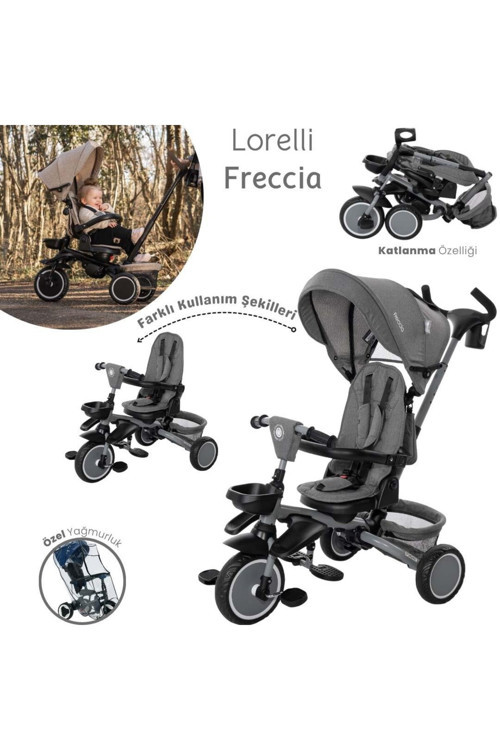 Freccia Katlanabilir Çift Yönlü Üç Tekerlekli Bisiklet -Grey Black