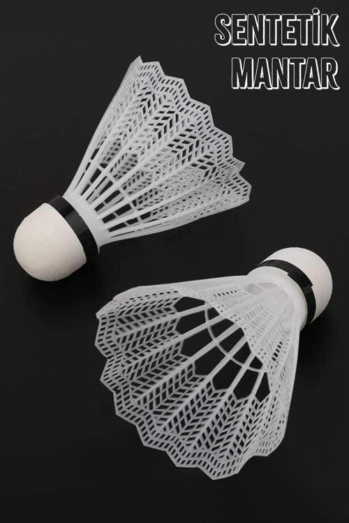 6 Adet Badminton Topu Semi-Pro Dengeli Hız Başlangıç Kutulu Mantar Kafa Deluxe Top Seti Beyaz 620