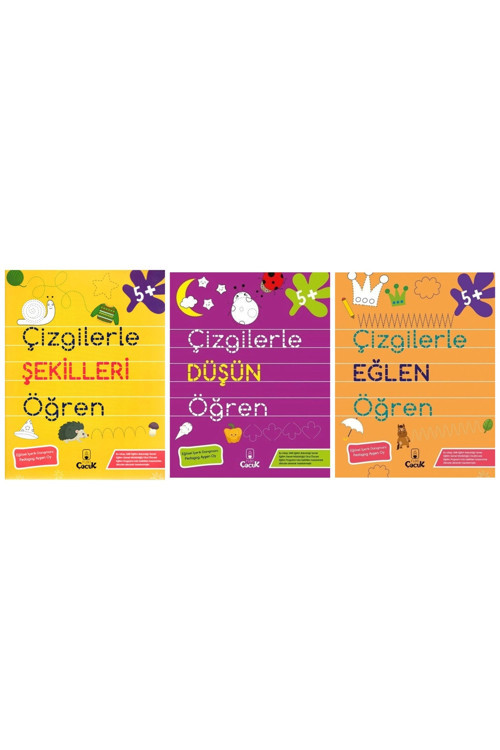 5 Yaş Okula Hazırlık İçin Eğitici Etkinlikler “Çizgilerle Öğren” Eğlenceli Okul Öncesi Set 3 Kitap