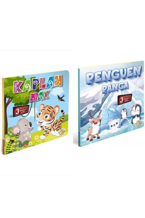 3 Boyutlu, Hareketli Kitaplar Penguen Panga ve Kaplan Max 2 li Set Pop-up Kitaplar