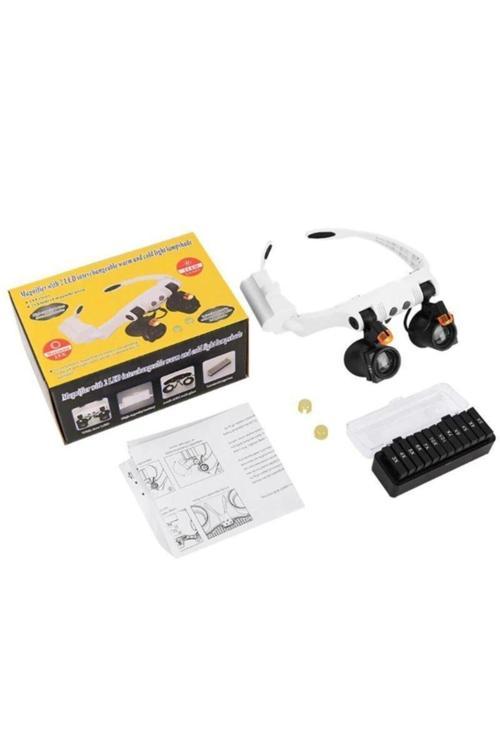 Gözlük Büyüteç Çift Led Işıklı 7 Lensli 3X 4X 5X 6X 7X 10X 15X