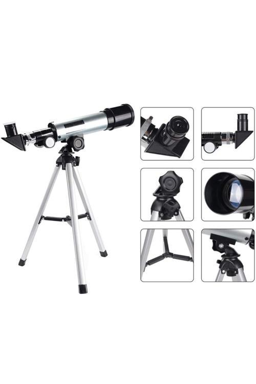 Mini Teleskop Kara Uzay Teleskobu Aliminyum Gövde Tripodlu 50 X 360