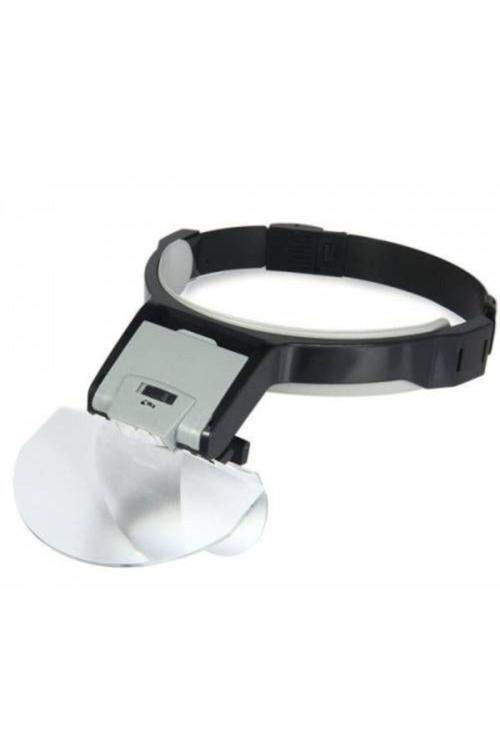 Mg81001-B2 Çift Lens Takmalı 5 Lensli Led Işıklı Şapka Tip Büyüteç
