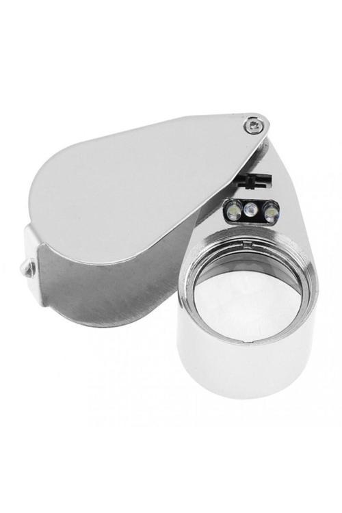 Mini Led Işıklı Büyüteç Full Çelik Büyüteç Lup Mercek Kuyumcu Büyüteci