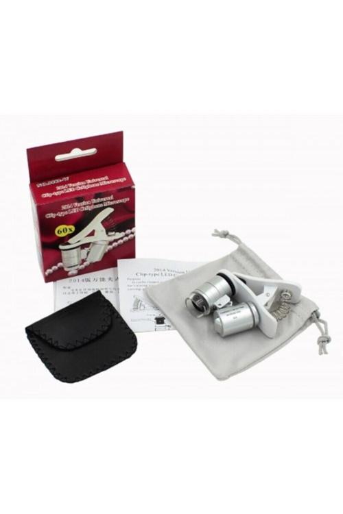 Evrensel Led Işıklı Mini Cep Mikroskobu, Tüm Kameralı Telefonlar Için