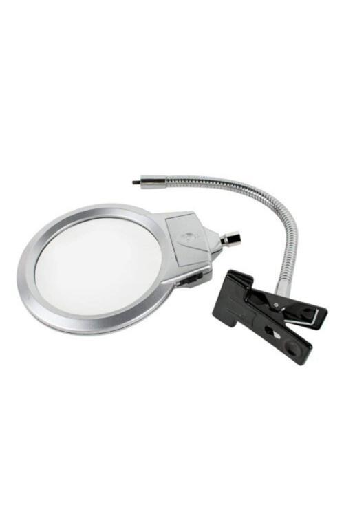 2.5X130 Mm 5X24 Mm Led Aydınlatmalı Büyüteç,Masa Üstü Metal Hortum Mandallı