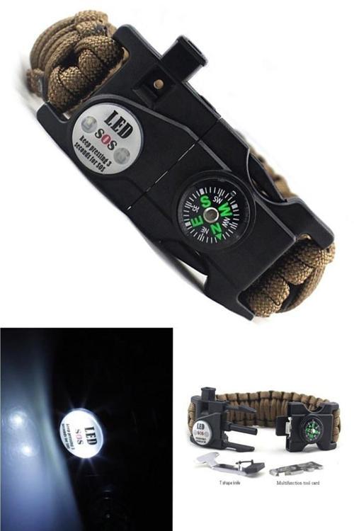Paracord Hayatta Kalma Bilekliği Turuncu-Siyah