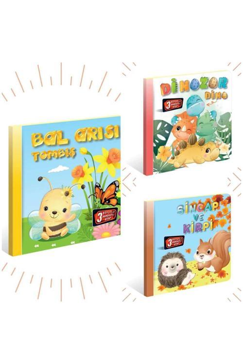 3 Boyutlu, Hareketli Kitaplar "3'lü Set" Pop-up Kitap Bal arısı-Dinozor Dino -Sincap ve Kirpi