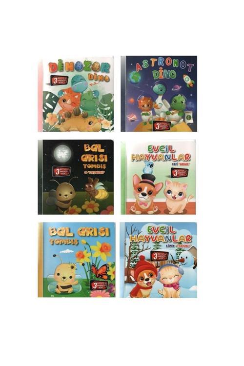 0-3 Yaş Çocuklar İçin 3 Boyutlu Hareketli Kitaplar İlk Karton Kitaplar 6 Kitap Set
