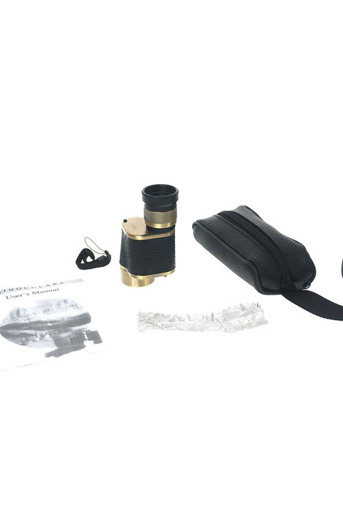 6X24 Baigish Askeri Tarzi Pirinç Ve Deri Kaplamalı Deri Çantalı Monocular Dürbün Sarı