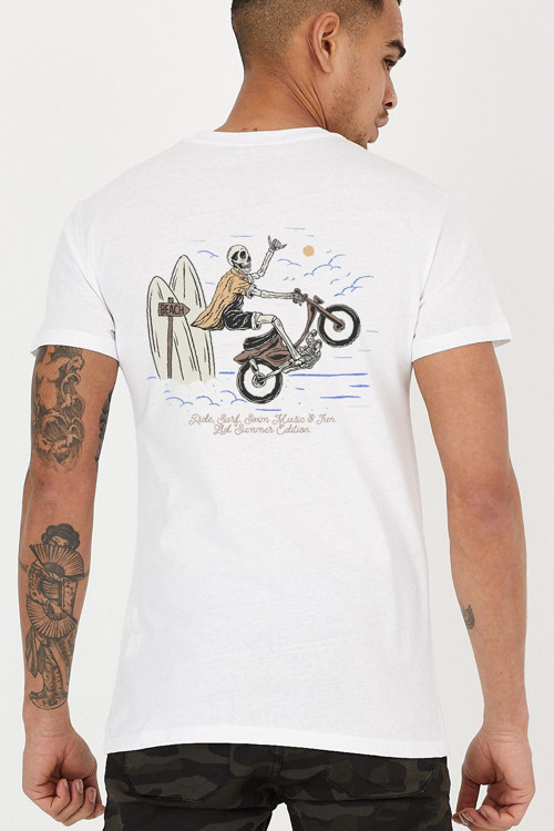 Summer Rider Sırt Baskılı Bisiklet Yaka Erkek Tişört