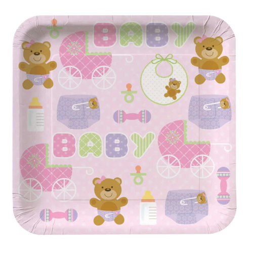 Pembe Bebek Ayıcık 8 li Pasta Tabağı