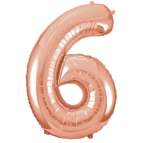 6 Rakamı Rose Gold Folyo Balon 100 cm