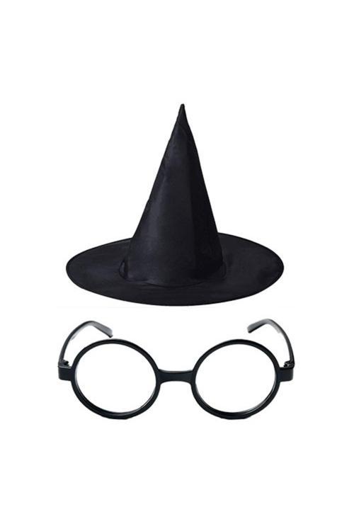 Harry Potter Şapkası Ve Gözlüğü Siyah Renk