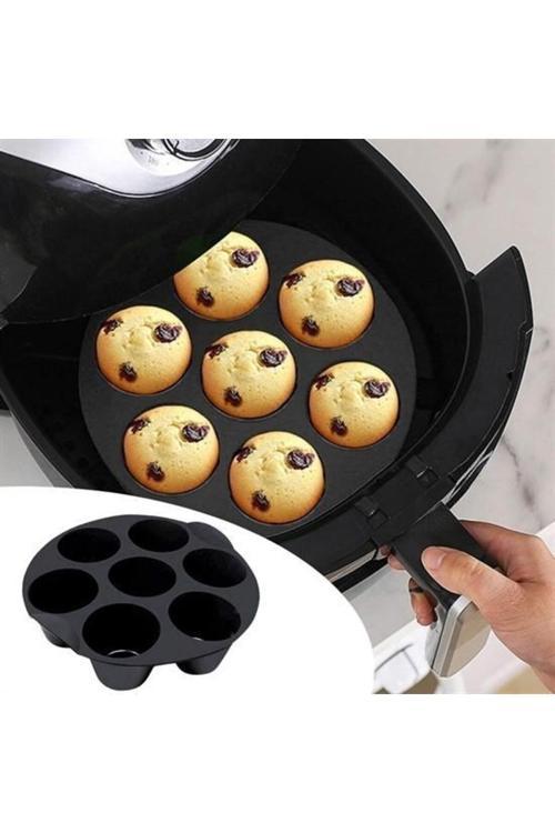7 Gözlü Silikon Çok Amaçlı Airfryer Muffin Cupcake Kek Ve Çörek Pişirme Kalıbı
