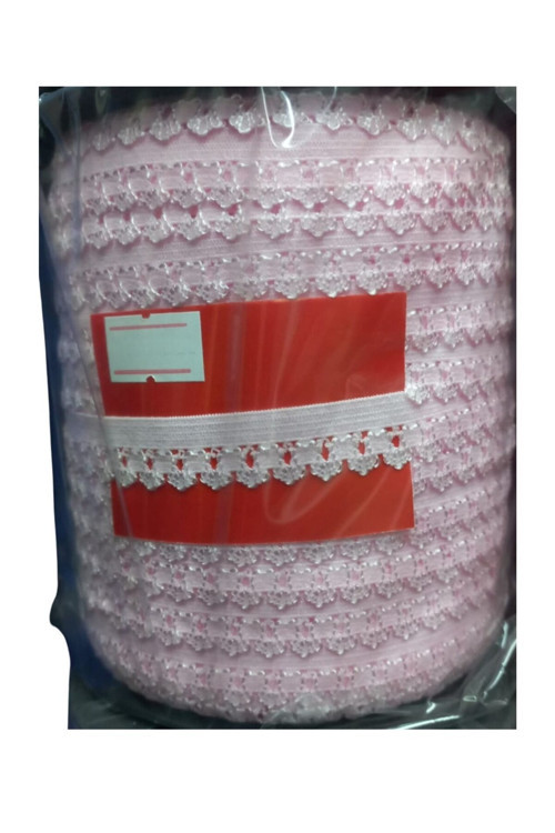 Çamaşır Lastiği Dantelli 1 Cm 1 Metre Açık Pembe