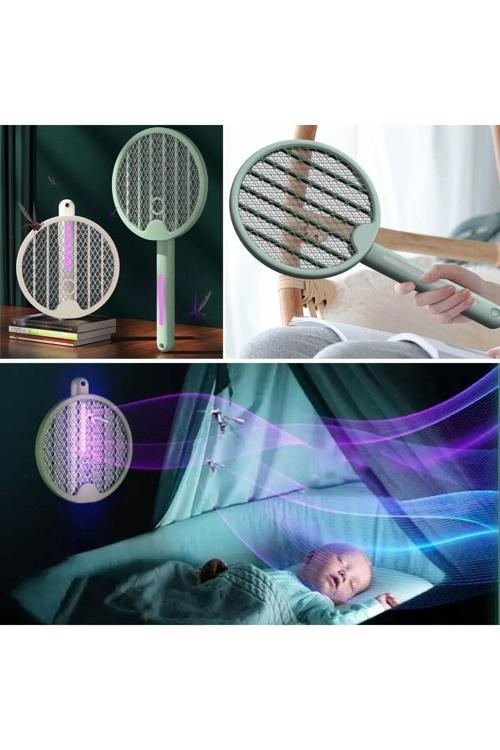 Tenis Raketi Tipi Masaüstü Olabilen Gece Lambalı Sinek Kovucu,Öldürücü Raket