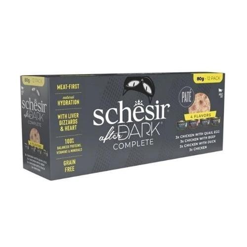Schesir After Dark Pate Et Suyunda Karışık Lezzetler Yetişkin Konserve Kedi Maması 12 Adet 80 Gr