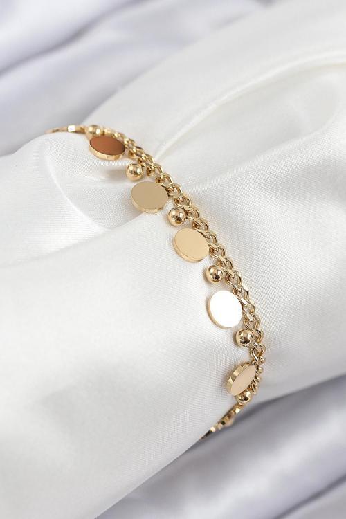 Sıralı Pul Model Gold Renk Kadın Bileklik - EBJ250902W37670