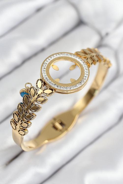 Zirkon Taşlı Çeyrek Takılabilir Gold Renk Kelepçe - EBJ250902W37647