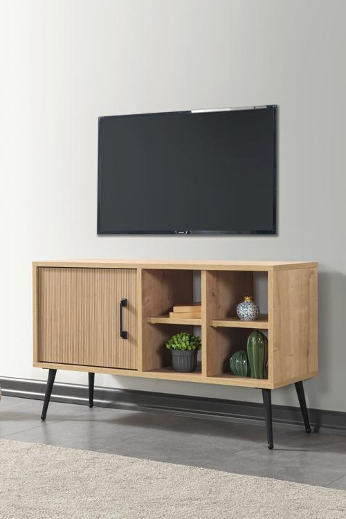 3110 Şile Metal Ayaklı Metal Kulplu 100 Cm Tv Ünitesi - Ahşap Safir