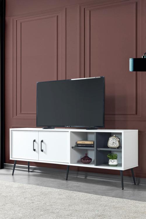 3612 Şile Metal Ayaklı Metal Kulplu 160 Cm Tv Ünitesi - Beyaz