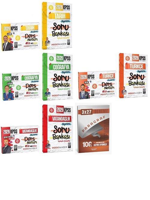 İndeks + Anla Kazan 2026 KPSS Tarih + Coğrafya + Vatandaşlık + Türkçe Video Ders Notları + Soru Bankası 8 li Set İndeks 