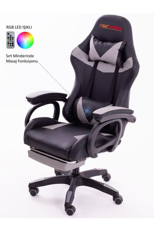 Sports Aurora Oyuncu Koltuğu Rgb Işıklı Masaj Özellikli Baldır Dayama Gaming Chair