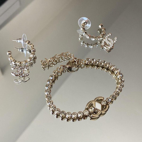 Zirkon Taşlı Gold Çelik Set