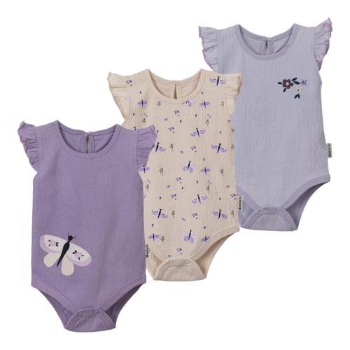 KELEBEK KOL FIRFIR ASKILI ÜÇLÜ BODY SET Lila