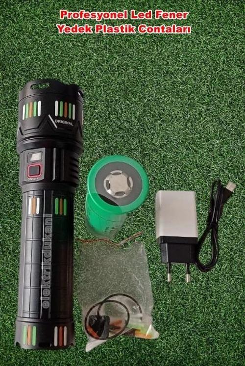 50W Şarjlı Ledli Profesyonel El Feneri 5.000Lm 24000mAh 30A Pil