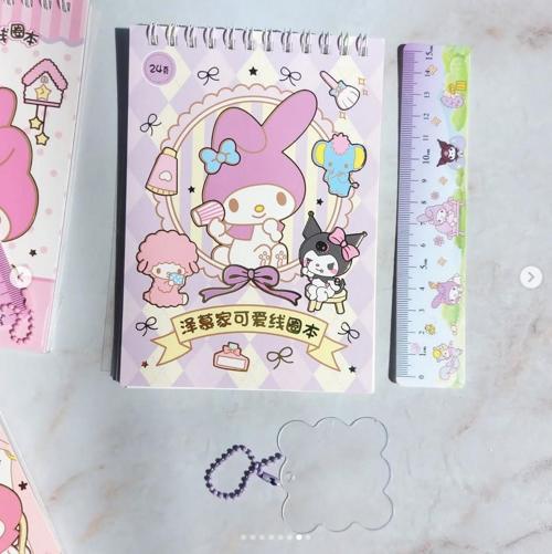Spiral Not Defterli Cetvelli My Melody Kuromi Model Normal ve Şeffaf Sticker Dergisi - MODEL 1