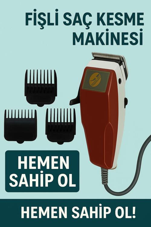 Profesyonel Saç Sakal Traş Makinesi – Kablolu, Güçlü Motor, Tarak Başlıklı