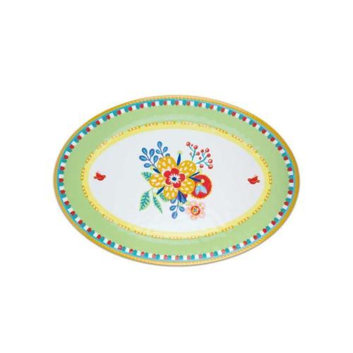 Mamma Mia Çiçek Desenli Oval Servis Tabağı 50cmx35cm