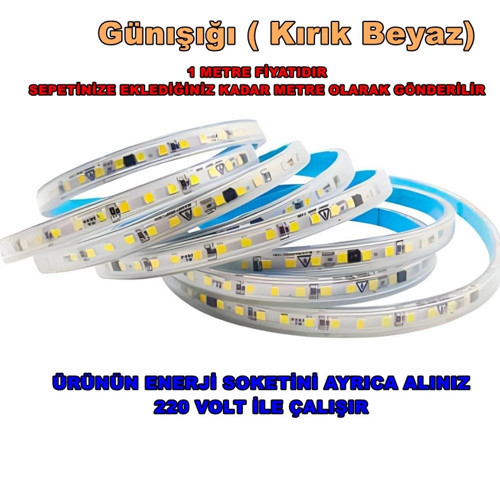 10 Çip 220v GÜNIŞIĞI 4000k Dış Mekan Trafosuz Şerit Led 4000k Kendinden Yapışkanlı (Strip 120