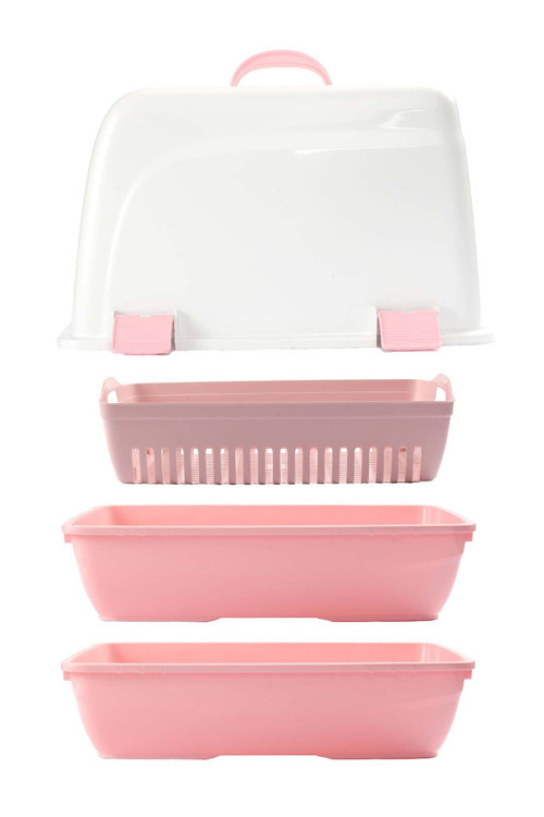 Elekli Kapalı Kedi Tuvaleti. (2 Alt tabla+Elek+Kapalı Kedi Tuvaleti)