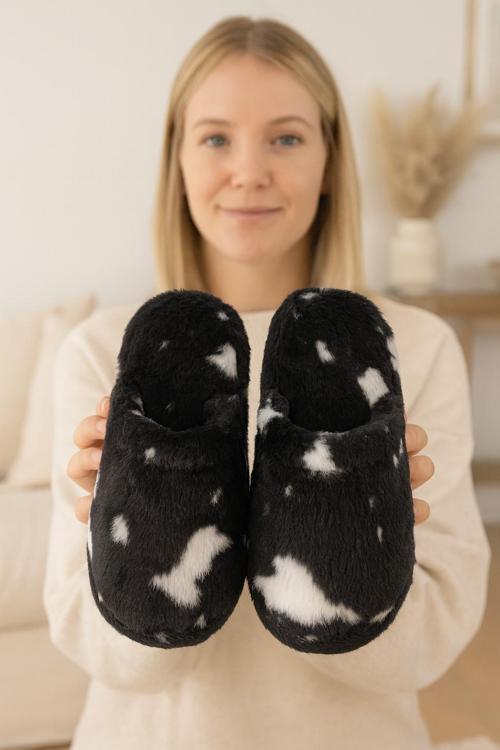 SOLARA Kadın Ev Terliği Kışlık Terlik Kauçuk Ses Yapmaz Taban