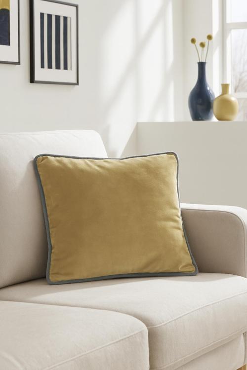 Biyeli Kadife Kırlent Kılıfı Gold Lacivert 50x50