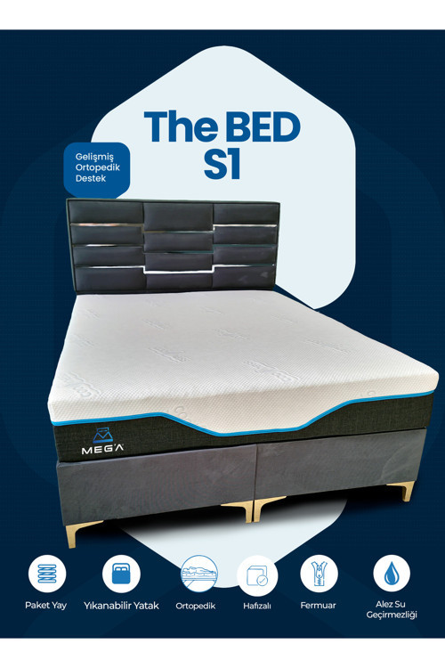 MEG'A Bedding The Bed S1 Torba Yaylı Yatak Fermuarlı Yıkanabilir Kılıflı Ortopedik Visco Yatak
