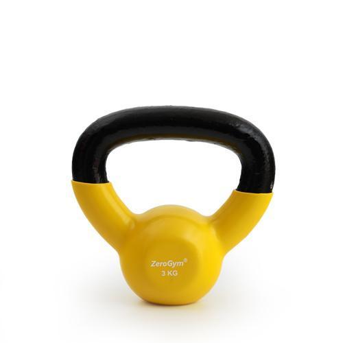 Vinil Kaplı İçi Demir Kettlebel, Çaydanlık Dambıl 3 kg Sarı