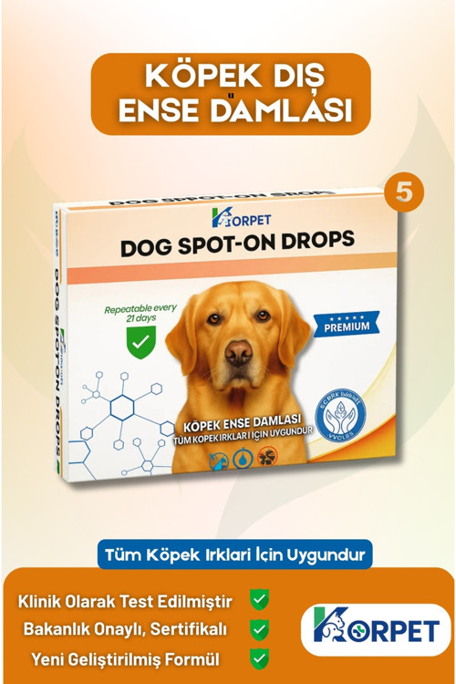 Köpekler İçin Dış Ense Serumu 5'Li Bitkisel Cilt Tüy Damlası